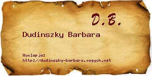 Dudinszky Barbara névjegykártya